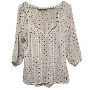 Women’s ABERCROMBIE & FITCH, Polka Dots, V-Neck, High-Low Top, Black/White, Med